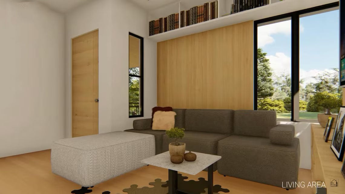 90 sqm Multi-Family House Plan with Porch & Balcony - Floor Plan and Elevations