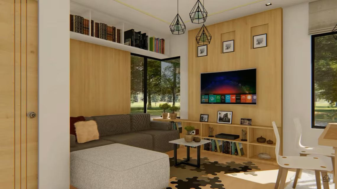 90 sqm Multi-Family House Plan with Porch & Balcony - Floor Plan and Elevations