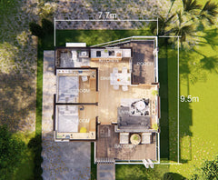 90 sqm Multi-Family House Plan with Porch & Balcony - Floor Plan and Elevations