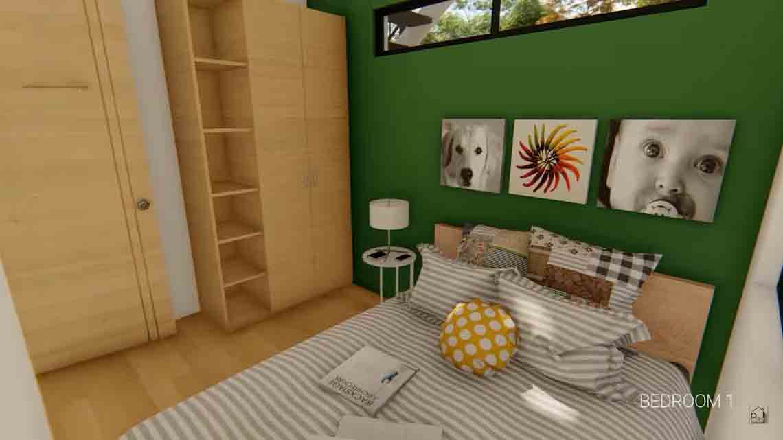 90 sqm Multi-Family House Plan with Porch & Balcony - Floor Plan and Elevations