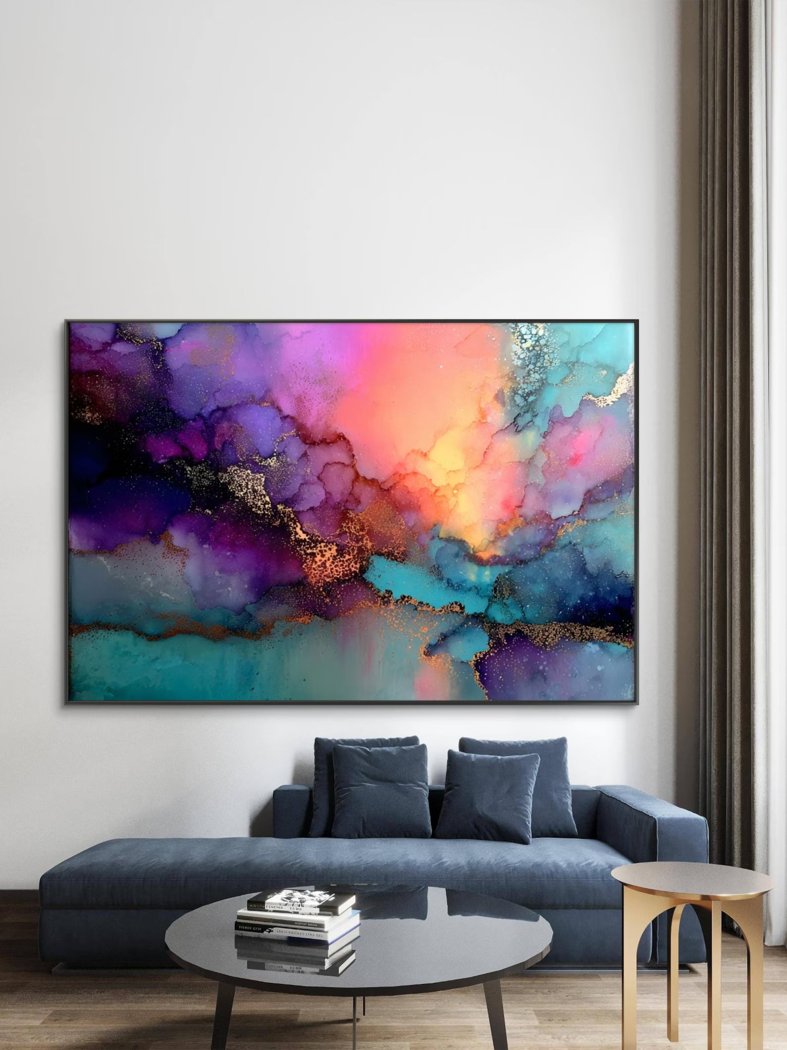 Genesis | No.1 of Series | Exclusive 1-of-1 Digital Abstract | Teal Pink Boho Modern Colorful Printable Wall Art 8K High Resolution |Shan E Sakeena