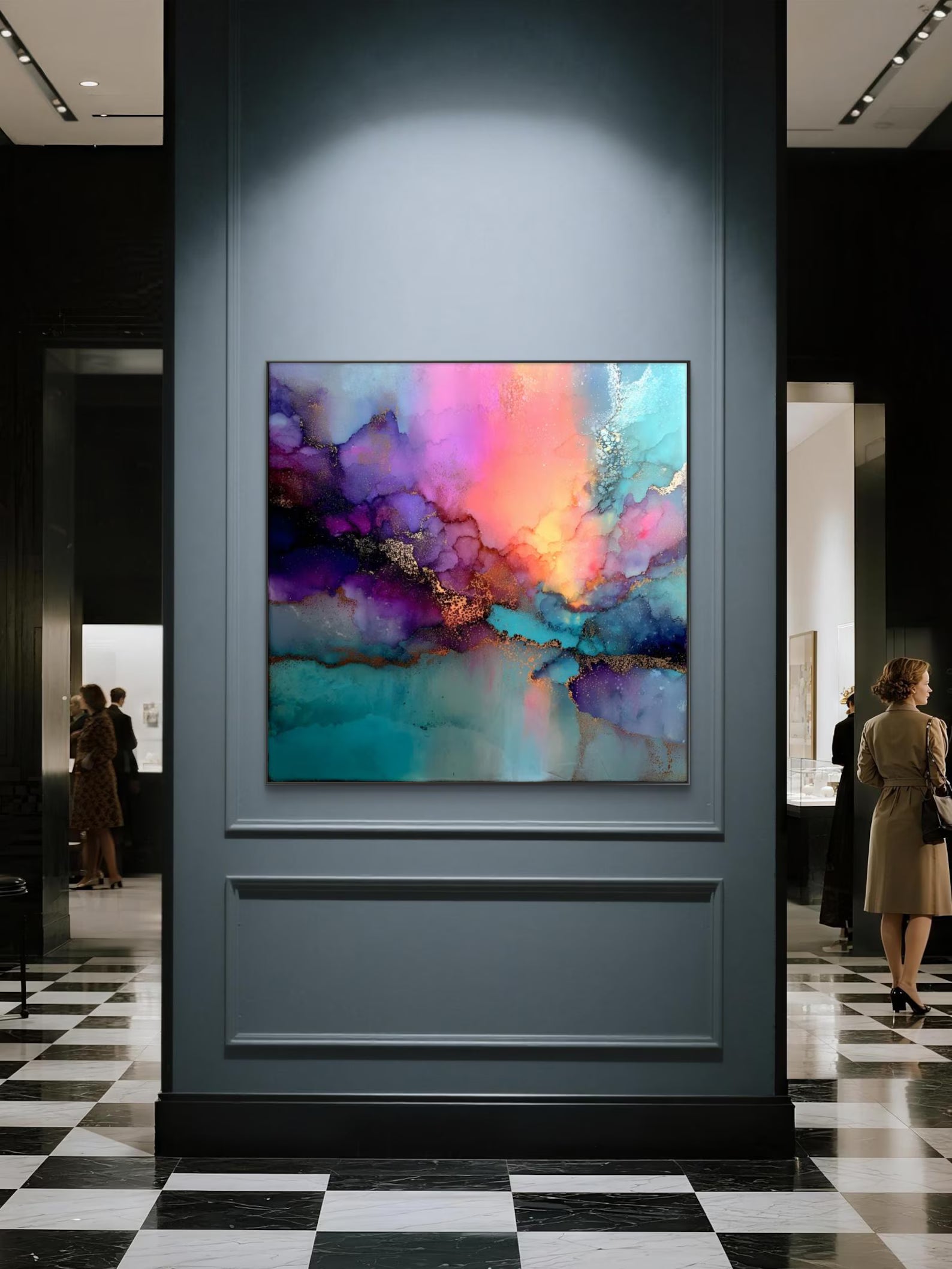 Genesis | No.1 of Series | Exclusive 1-of-1 Digital Abstract | Teal Pink Boho Modern Colorful Printable Wall Art 8K High Resolution |Shan E Sakeena