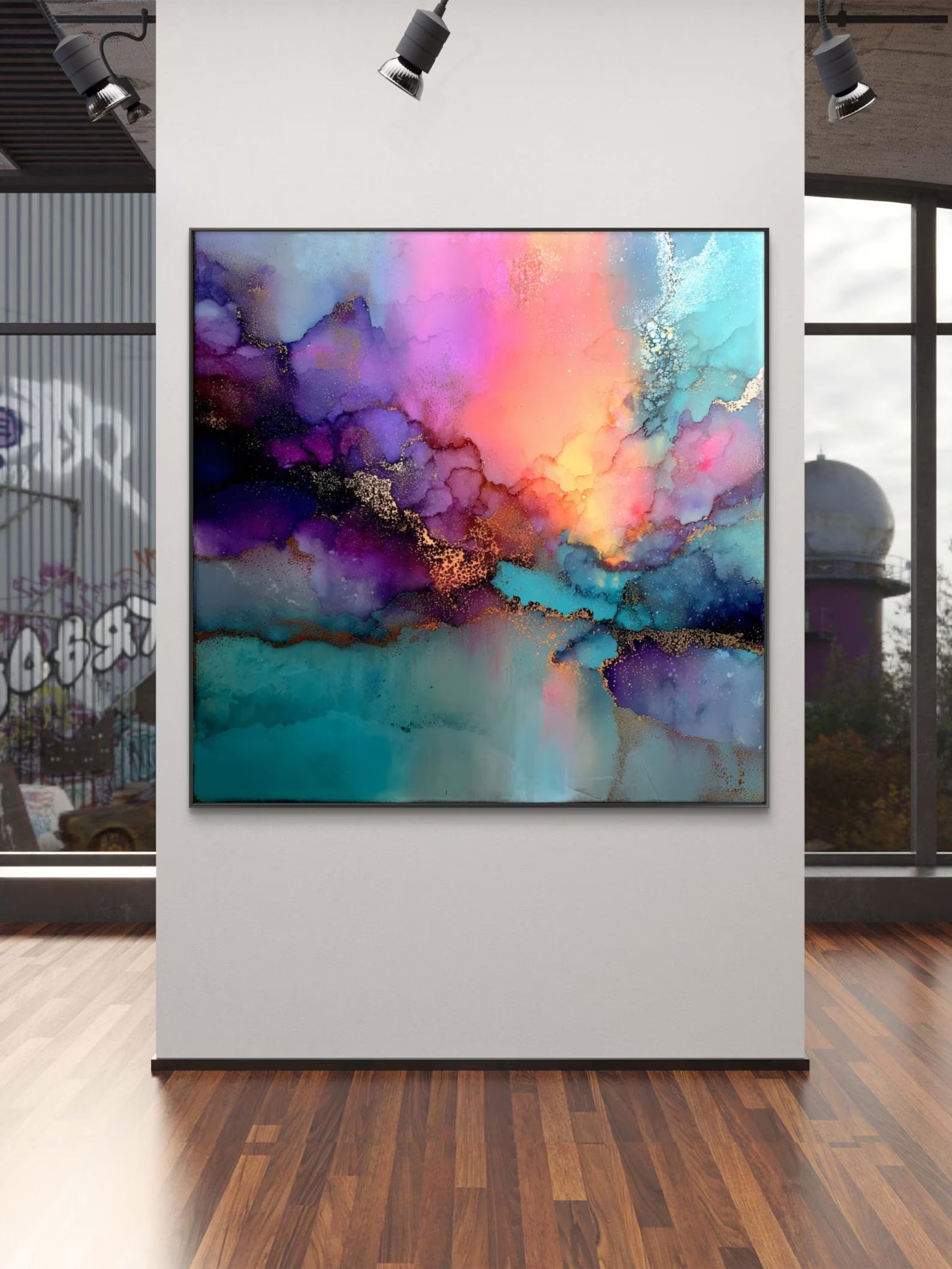 Genesis | No.1 of Series | Exclusive 1-of-1 Digital Abstract | Teal Pink Boho Modern Colorful Printable Wall Art 8K High Resolution |Shan E Sakeena