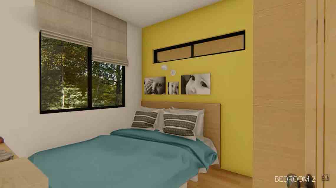 90 sqm Multi-Family House Plan with Porch & Balcony - Floor Plan and Elevations