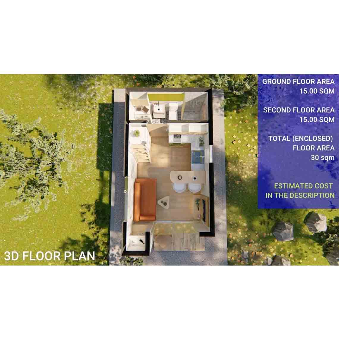 10' x 17' Clover Tiny House DIY Build Plans - 301 Sq Ft 1 Bedroom with Porch - Full Blueprint