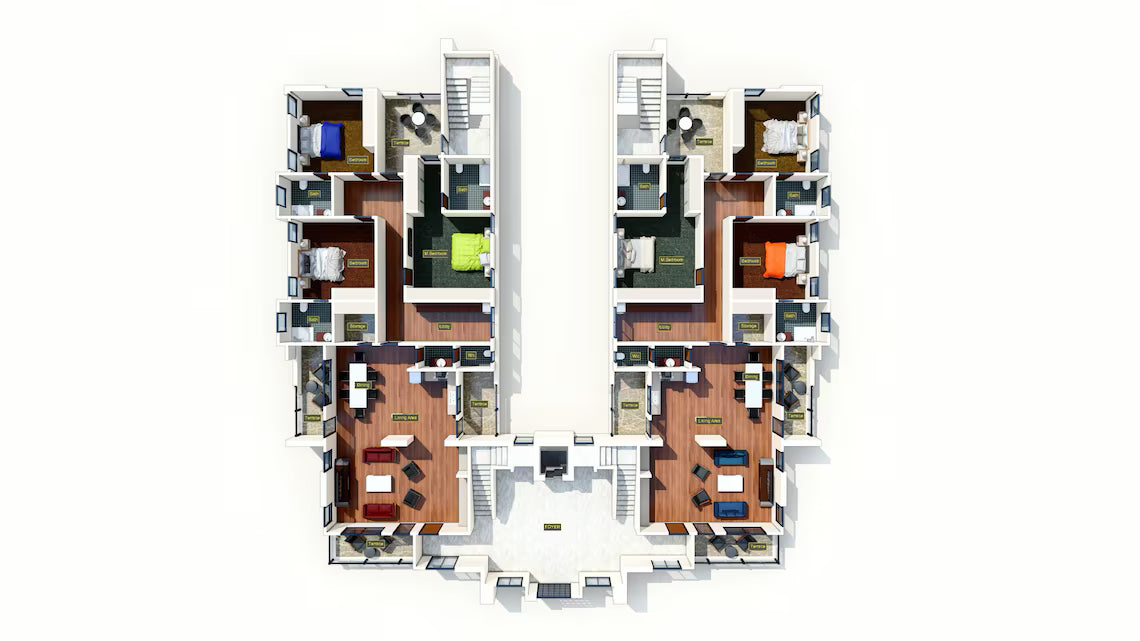 5-Story Duplex House Plan with Retail Space (Digital Download)